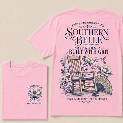 "Southern Belle – Raised with Grace, Built with Grit" Crew Neck Tee