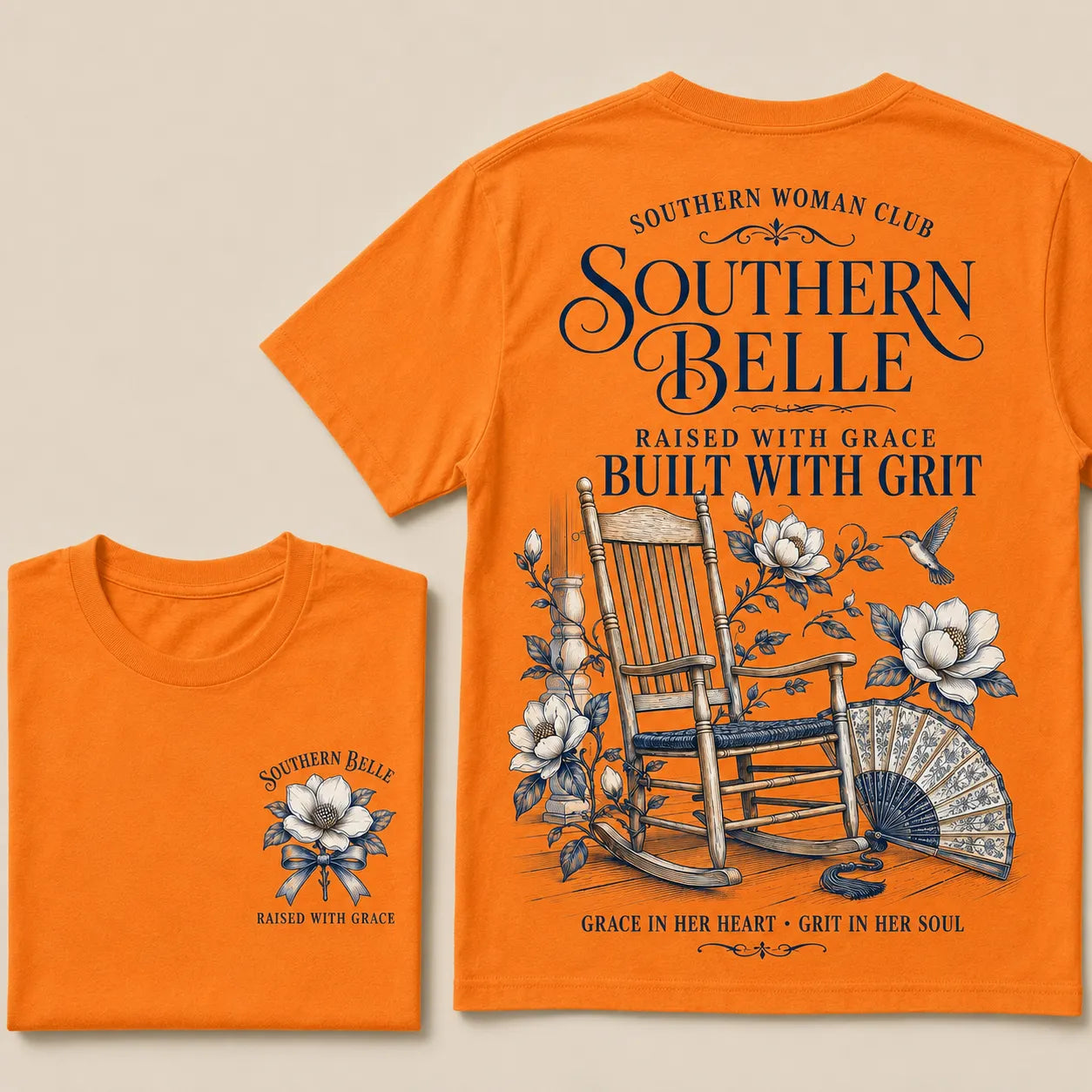 "Southern Belle – Raised with Grace, Built with Grit" Crew Neck Tee