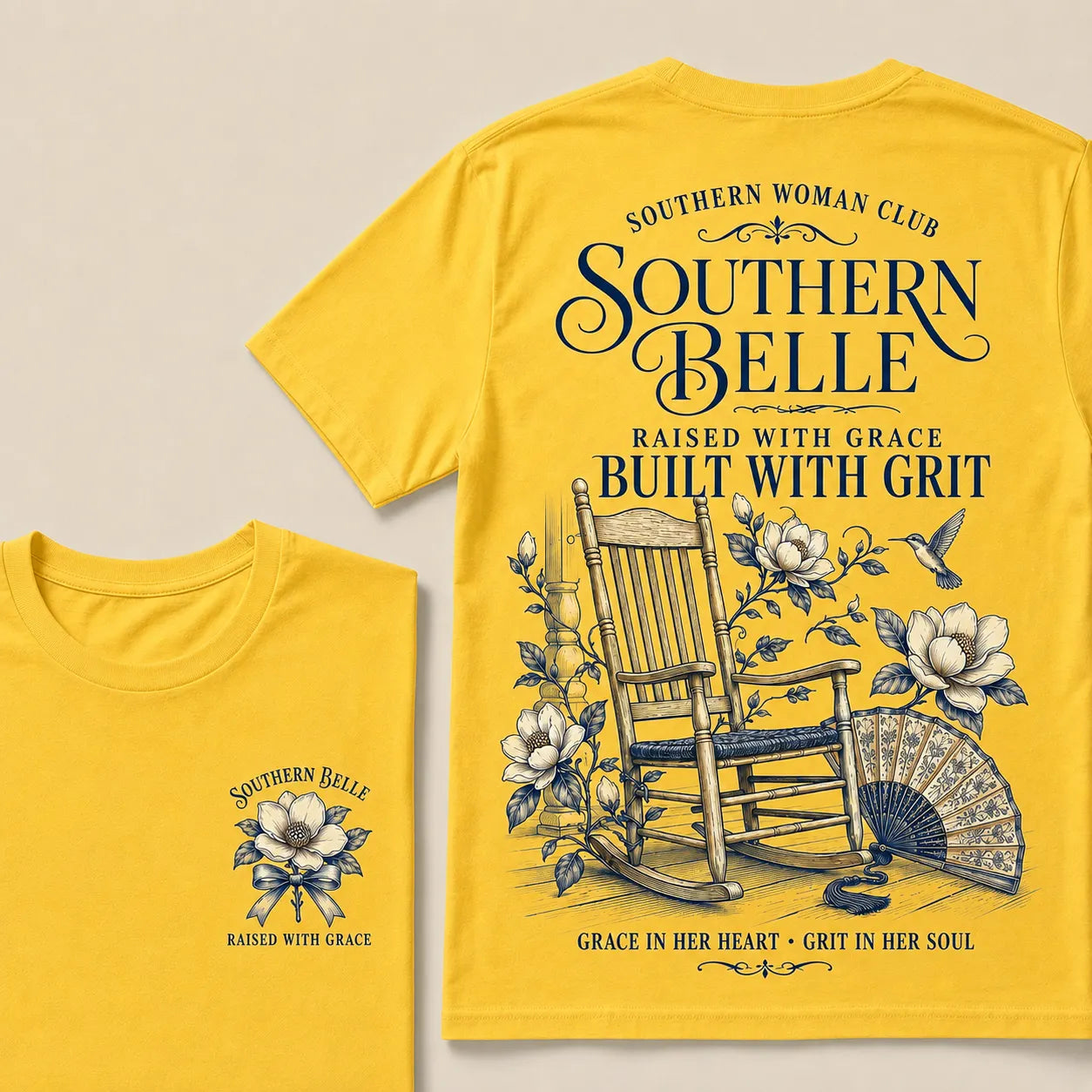 "Southern Belle – Raised with Grace, Built with Grit" Crew Neck Tee