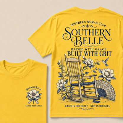 "Southern Belle – Raised with Grace, Built with Grit" Crew Neck Tee