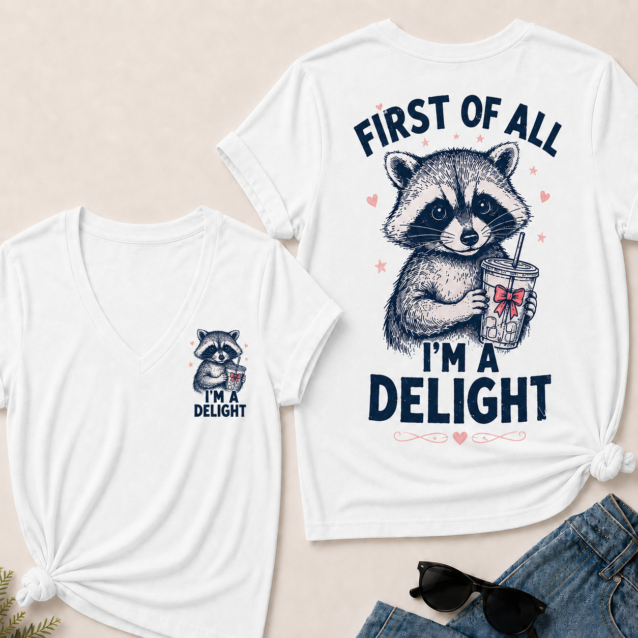 "First of All – I'm a Delight" V-Neck Tee