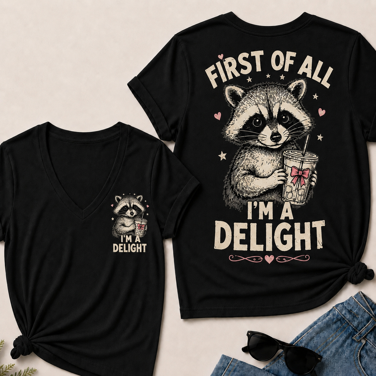 "First of All – I'm a Delight" V-Neck Tee