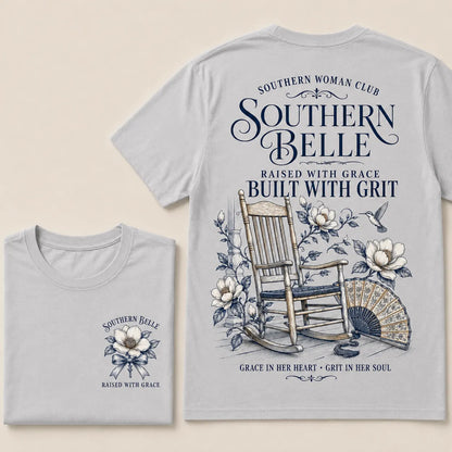 "Southern Belle – Raised with Grace, Built with Grit" Crew Neck Tee