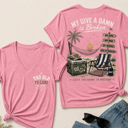 My Give A Damn Is Broken V-Neck Tee