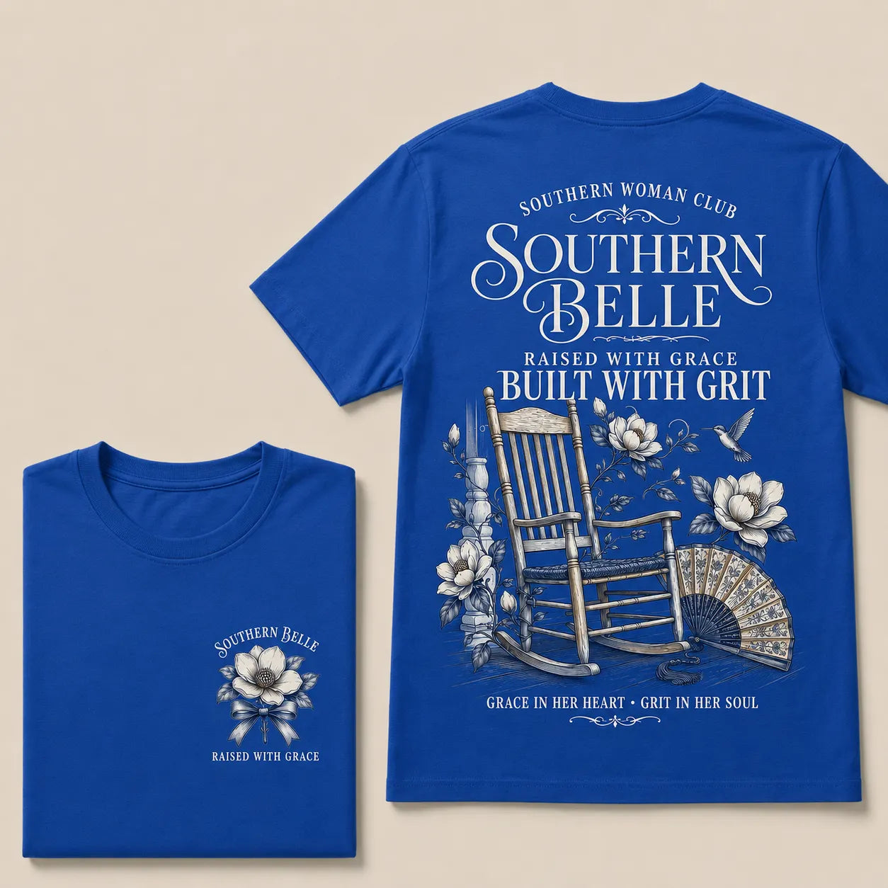 "Southern Belle – Raised with Grace, Built with Grit" Crew Neck Tee