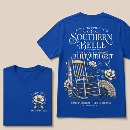 "Southern Belle – Raised with Grace, Built with Grit" Crew Neck Tee