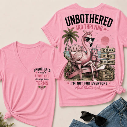 "Unbothered and Thriving – Living Life on My Own Terms" V-Neck Tee