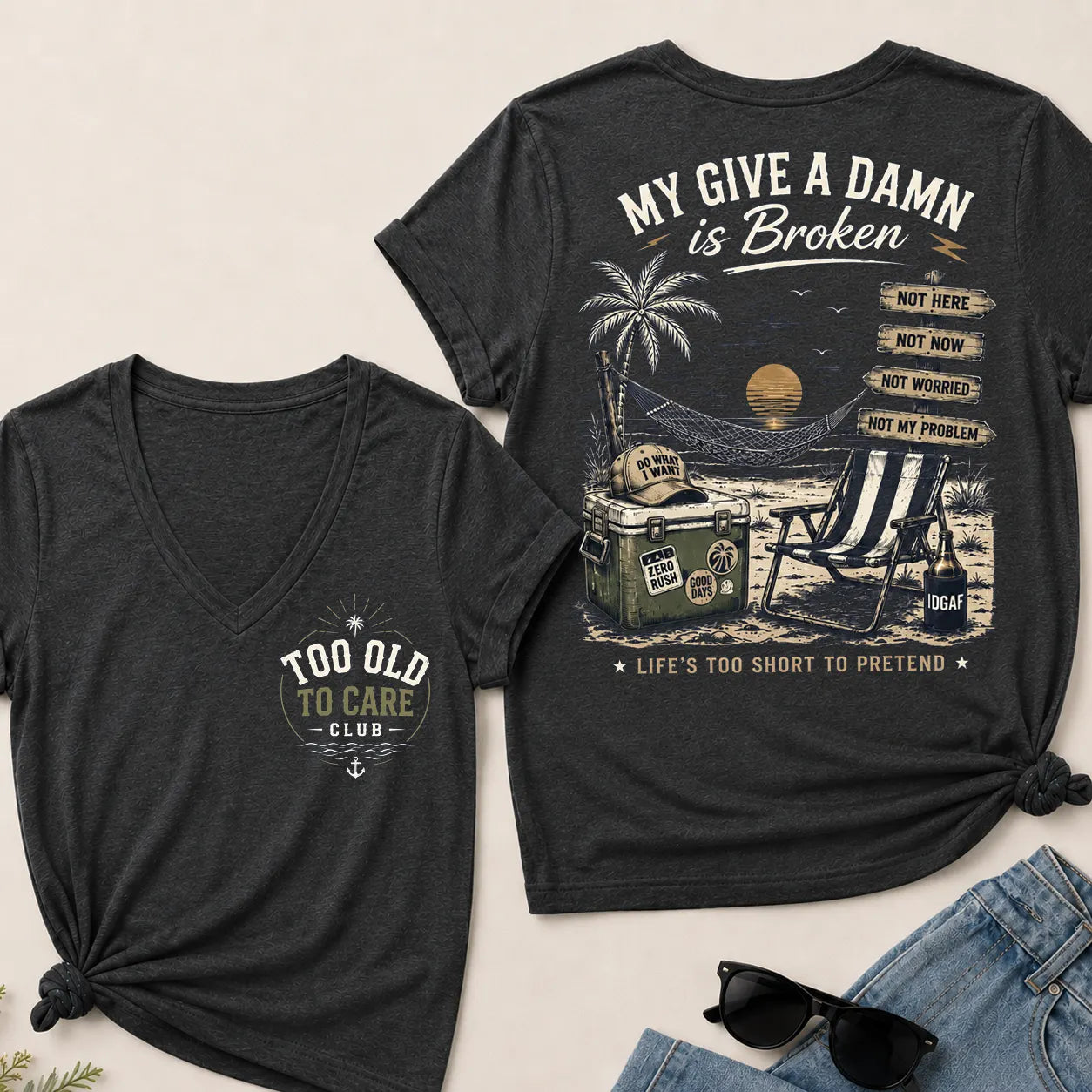 My Give A Damn Is Broken V-Neck Tee